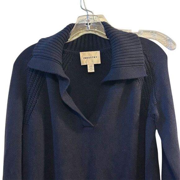 Industry Women's Medium Blue Collared Sweater Polo Ribbed Hem & Cuffs - Picture 3 of 9